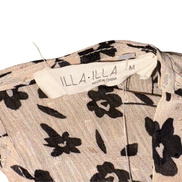 Illa Illa Long Sleeve Chiffon Style Floral Romper-Tan/Black-Size M-GUC - Picture 6 of 11